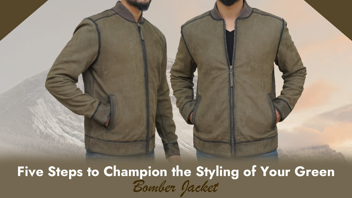 Moss Green Solid Pattern Men's Bomber Premium Jacket