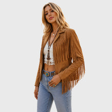 Load image into Gallery viewer, Womens Boho Suede Fringe Jacket