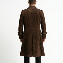 Load image into Gallery viewer, Brown Suede Leather Pirate Trench Coat