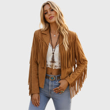 Load image into Gallery viewer, Womens Boho Suede Fringe Jacket