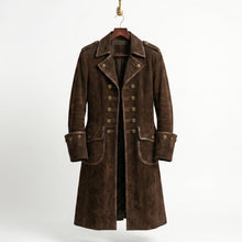 Load image into Gallery viewer, Brown Suede Leather Pirate Trench Coat