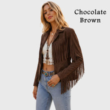 Load image into Gallery viewer, Womens Boho Suede Fringe Jacket