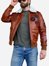 Lade das Bild in den Galerie-Viewer, Brown Leather Pilot Jacket