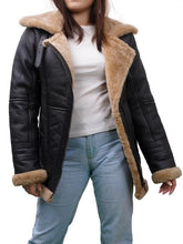 Load image into Gallery viewer, AnnieBlackLeatherShearlingJacket
