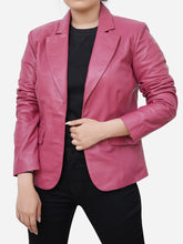 Load image into Gallery viewer, Barbie Pink Genuine Leather Blazer Women