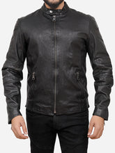 Load image into Gallery viewer, Men Casual Black Leather Motorcycle Jacket