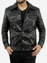 Load image into Gallery viewer, Trucker Leather Jacket
