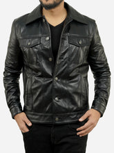 Load image into Gallery viewer, Trucker Leather Jacket