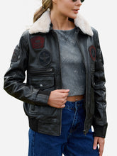 Load image into Gallery viewer, Women Real Black Leather G1 Pilot Jacket