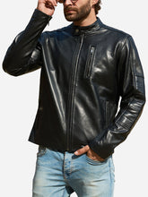 Load image into Gallery viewer, Gabriel Edgy Style Black Genuine Leather Biker Jacket