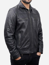 Load image into Gallery viewer, Designer Black Fitted Leather Jacket For Men
