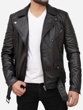 Load image into Gallery viewer, Genuine Vintage Leather Biker Jacket For Men