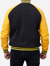 Load image into Gallery viewer, Black and Yellow Varsity Bomber Jacket