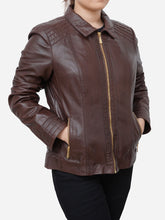 Load image into Gallery viewer, Women Stylish Vintage Brown Leather Jacket