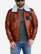 Lade das Bild in den Galerie-Viewer, Aviator Bomber Leather Jacket