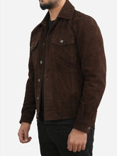 Load image into Gallery viewer, Men Four Pocket Dark Brown Suede Leather Jacket