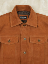 Load image into Gallery viewer, Mens Brown Suede Trucker Jacket