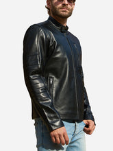 Load image into Gallery viewer, Men Edgy Style Black Genuine Leather Biker Jacket