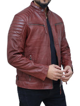 Load image into Gallery viewer, Men's Burgundy Leather Jacket