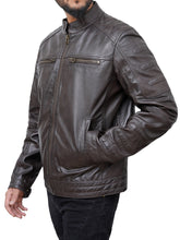 Lade das Bild in den Galerie-Viewer, Men Cafe Racer Vintage Brown Leather Biker Jacket