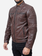 Load image into Gallery viewer, Men Casual Padded Leather Motorcycle Jacket