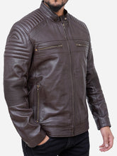 Lade das Bild in den Galerie-Viewer, Men Real Brown Leather Biker Jacket