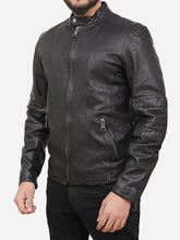 Load image into Gallery viewer, Casual Black Leather Motorcycle Jacket for Men