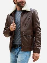 Lade das Bild in den Galerie-Viewer, Samuel Vintage Brown Shearling Leather Jacket
