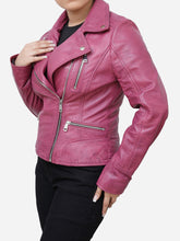 Load image into Gallery viewer, Casual Slim Fit Real Leather Pink Leather Jacket