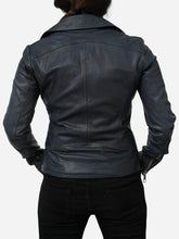 Load image into Gallery viewer, Women Sheepskin Black Biker Leather Jacket