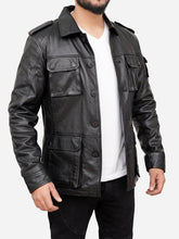Load image into Gallery viewer, Classic Sheepskin Vintage Black Leather Jacket  For Men
