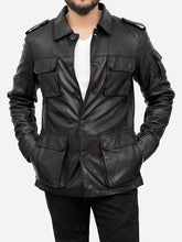 Load image into Gallery viewer, Jasiel Classic Sheepskin Vintage Black Leather Jacket