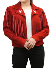 Load image into Gallery viewer, ErikaRedSuedeFringeJacket