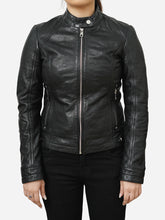 Load image into Gallery viewer, Women Casual Black Motorcycle Sheepskin Leather Jacket