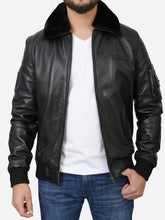 Load image into Gallery viewer, Men Flight Bomber Shearling Leather Jacket