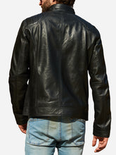 Load image into Gallery viewer, black leather motorcycle jacket