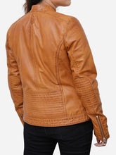Load image into Gallery viewer, Maria Distressed Brown Leather Biker Jacket