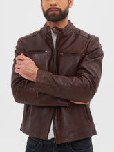 Lade das Bild in den Galerie-Viewer, Men's Café Racer Leather Jacket