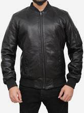 Lade das Bild in den Galerie-Viewer, Men's Black Bomber Leather Jacket