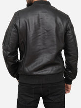 Lade das Bild in den Galerie-Viewer, Men's Bomber Genuine Black Leather Jacket