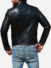 Lade das Bild in den Galerie-Viewer, men vintage leather biker jacket