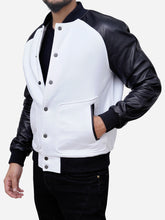 Lade das Bild in den Galerie-Viewer, Black and White Varsity Bomber Jacket