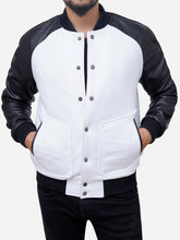 Lade das Bild in den Galerie-Viewer, Stanley Black and White Varsity Bomber Jacket