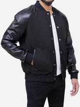 Load image into Gallery viewer, Men Baseball Wool and Leather Bomber Jacket