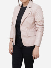 Load image into Gallery viewer, Light Pink Genuine Leather Blazer For Women