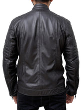 Load image into Gallery viewer, Blackl Padded Style vintage leather motorcycle jacket