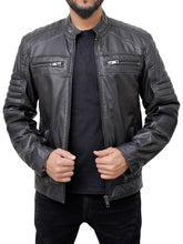 Load image into Gallery viewer, Vintage Leather Motorcycle Jacket