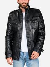 Load image into Gallery viewer, Black sheepskin leather jacket For Men