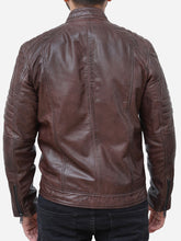 Load image into Gallery viewer, Casual Brown Padded Leather Motorcycle Jacket For Men