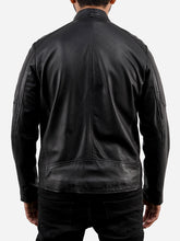 Lade das Bild in den Galerie-Viewer, Classic Slim Fit Black Leather Motorcycle Jacket For Men